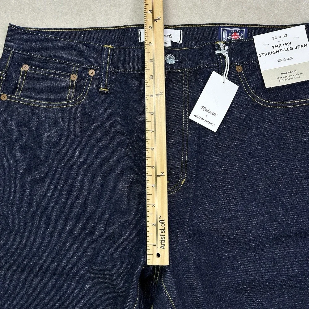 Madewell Straight Leg Jeans Men 36x32 Japanese Selvedge Denim Nihon Menpu Indigo